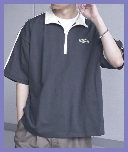 ☆アンカースミス☆超美品☆ジップネックラインオーバーサイズTシャツL紺☆ < 男性ファッション ☆アンカースミス☆超美品☆ジップネックラインオーバーサイズTシャツL紺☆ < 男性ファッションの