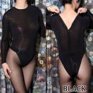 レオタードタイプの長袖ボディスーツ 黒