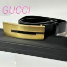 GUCCI �O�b�` ���U�[ �x���g 70/28 036�E2194�E1346�E8 �u���b�N �S�[���h �x���g