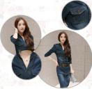 デニム デニムワンピ 膝丈ワンピ  ワンピース レディース デニム ひざ丈 長袖 デニムワンピース スリム 美ライン Lサイズ