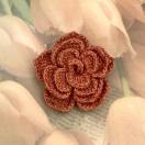 ハンドメイド レース編み バラモチーフのお花ブローチ