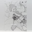 オリジナルイラスト 手描きイラスト 砂漠 ハンドメイド 絵 原画 モノクロ 自作 インテリア アナログ アート 女の子 art