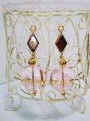 おおぶりライトアメジストルビーダイヤメロンビーズ樹脂ピアス☆