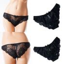 花柄レースのフルバックパンティ ブラック
