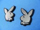 ● 懐かしい!PLAY BOY プレイボーイ 左右SET 凹凸仕様 CH/BLACK ABS製クロームメッキ エンブレム 新品●
