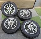 Quant アルミホイール14インチpcd100 4穴 5.5J+48 スタッドレスタイヤ付き4本セツトヨコハマ アイスガード