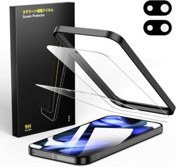 Google Pixel9A�p �K���X�t�B���� �ی�t�B����2��+�J�����t�B����2�� �K�C�h�g�t�� �����K���X �t���ی� �ϏՌ�