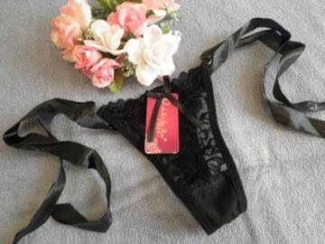 ★"▼.PinkyAngel^-^Sexyヒモ結び♪ブラックTバック.▼"★