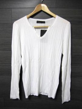 □ZARA/ザラ 細身 長袖ストライプ ニット/メンズM/ホワイト☆新品