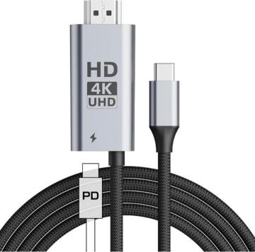 USB-C to HDMI �ϊ��P�[�u�� 2M 100W PD�[�d 4K@60Hz �P�����ʐM �i�C�����҂� �}���`�|�[�g�A�_�v�^