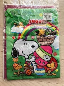 巾着袋 大 a4より小さめ スヌーピー SNOOPY 緑 スヌーピー大判巾着袋