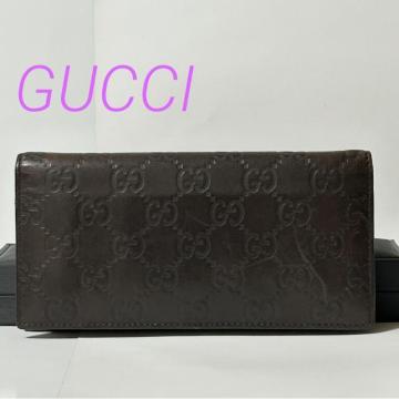 GUCCI �O�b�` 146229�E2149 �O�b�`�V�} ���U�[ ��܂蒷���z �u���E��