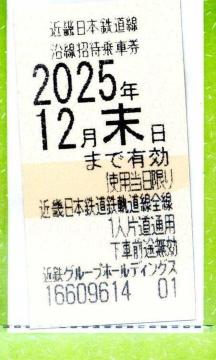 近鉄 近畿日本鉄道 株主優待乗証 1枚 株主優待券