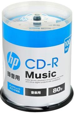 ヒューレット・パッカード(HP) 1回記録 音楽用 CD-R 80分 100枚 インクジェットプリンタ対応 ホワイト 48倍速
