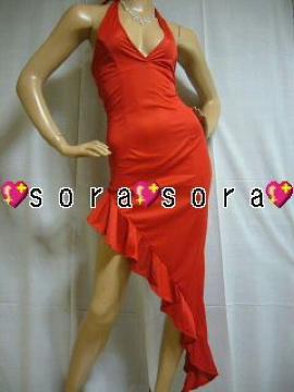 アゲ嬢.小悪魔♪美ライン アシメロングドレス レッド