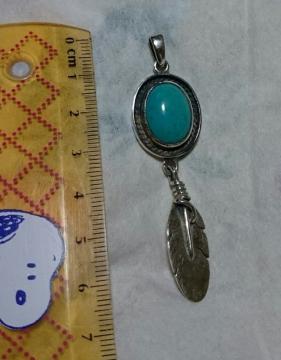 シルバー925/ターコイズ/トップ/フェザー/ 羽根/新品 < 女性アクセサリー/時計  シルバー925/ターコイズ/トップ/フェザー/ 羽根/新品 < 女性アクセサリー/時計の