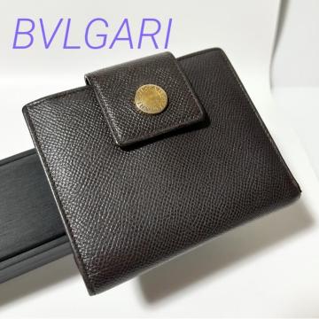 BVLGARI ブルガリ レザー 二つ折り 財布 レディース メンズ ブラウン