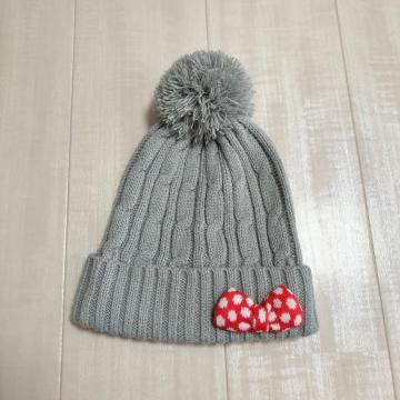 ◆TDL購入/ディズニーランド◆リボン付きニットキャップ★グレー58cm*公式グッズ♪