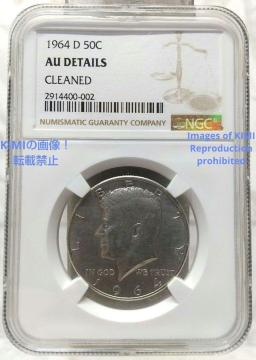 Coin United States Half Dollar 1964 NGC D 50C AU DETAILS CLEAND S