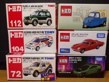 1スタ★トミカ6台国産車セット★ランエボ/パジェロ/パジェロJr./ミゼット/BRZ/コスモスポーツ★TOMY★