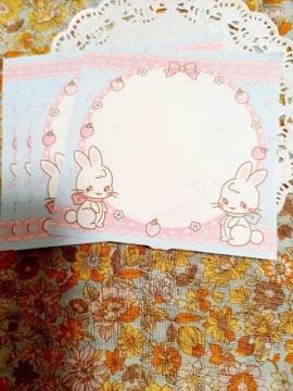 お裾分け☆うさぎとイチゴ柄メモ4枚☆水色