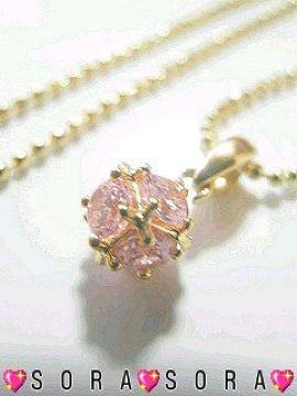 【ゴールドキューブ】キュービックジルコニアネックレス 巾着袋付