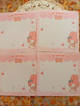 お裾分け☆マイメロちゃんとさくらんぼ柄メモ4枚☆