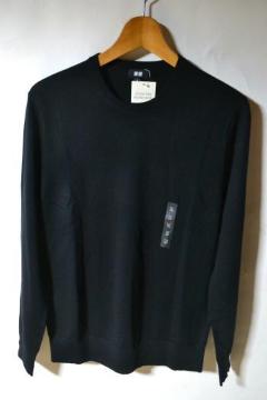 �V�i UNIQLO ���j�N�� �����m�N���[�l�b�N�Z�[�^�[ ���� �u���b�N M �����Y �H�~ �j�b�g �v���I�[�o�[ �L���C�� ���g�p