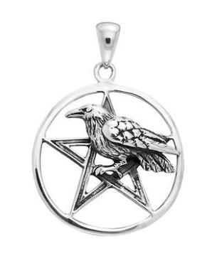MM: Silver Raven Pentacle Pendant