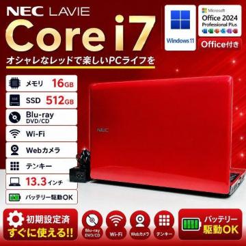 �m�[�g�p�\�R�� NEC Corei7 ������16GB SSD512GB �u���[���C Web�J���� Windows11 Office