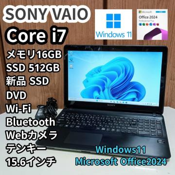 SONY VAIO Corei7 ������16GB SSD512GB Web�J���� DVD Windows11 Office2024