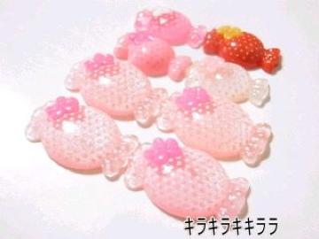 《New》<スイーツ>デコパーツ★ドット柄・フラワー付*キャンディー【8個セット】