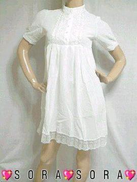 清潔感.涼しげ♪胸元&裾フラワー刺繍 シースルー シフォン チュニックワンピ