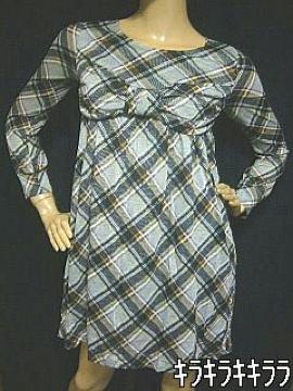 《New》フェミニン★チェック柄・胸元リボン型*チュニックワンピ