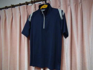 DRY&UVcutのポロシャツ(L)ネイビーホワイト!。