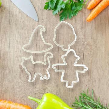 ネコと葉多様な形 クッキー型 4個セット 抜き型 粘土型 お菓子作り 弁当 粘土