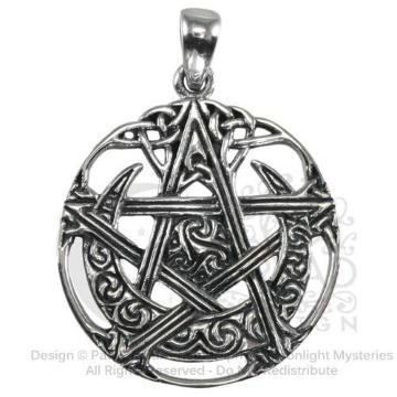 DD Sterling Silver Cut Out Moon Pentacle