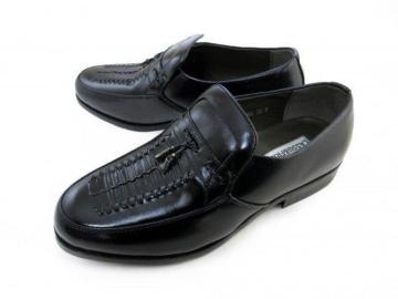 1円~C001新品LASSU&FRISSシャーリング/タッセルスリッポン25a3E黒♂