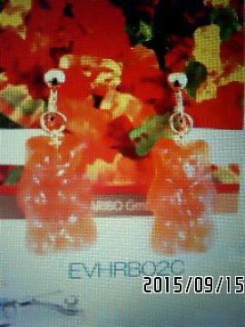 HARIBO・ハリボーベアグミ風チャームイヤリング。オレンジ