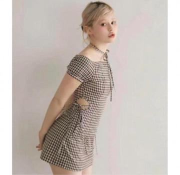 ANDMARY Becky check mini dress