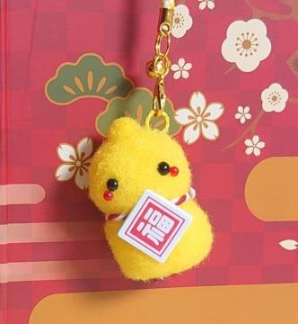ハンドメイド♪ポンポンマスコット『縁起物根付ストラップ』瓢箪さん