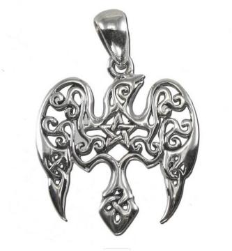 DD: Silver Small Raven Pentacle Pendant