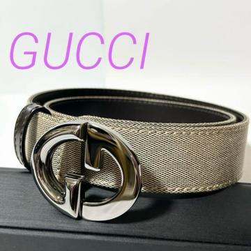 未使用 GUCCI グッチ ベルト ダブルG 106412・1766 キャンバス