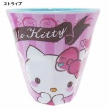 《New》キティちゃん★軽くて割れにくい…ストライプ柄*メラミンコップ