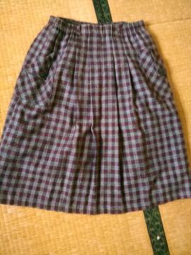 中古品 スカート 裏布付 チェック柄 冬用
