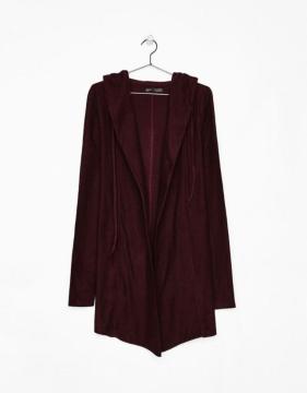 Bershka ベルシュカ フード付き ケープ ロングパーカー/メンズ/XS/ボルドー☆新品