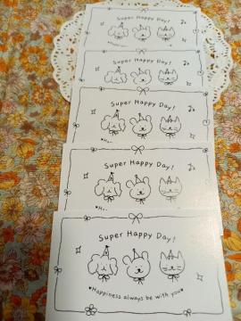 お裾分け☆アニマル柄メッセージカード5枚☆