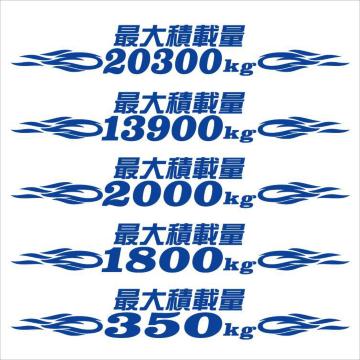 ピンスト 最大積載量ステッカー  25センチ 青