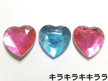 《New》デコパーツ★ハート型*キラキラ・アクリルストーン【2色=3個セット】
