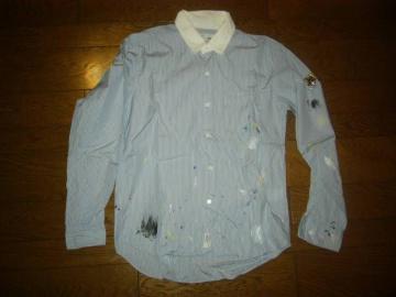 NEIGHBORHOODネイバーフッドペンキ加工ストライプシャツS